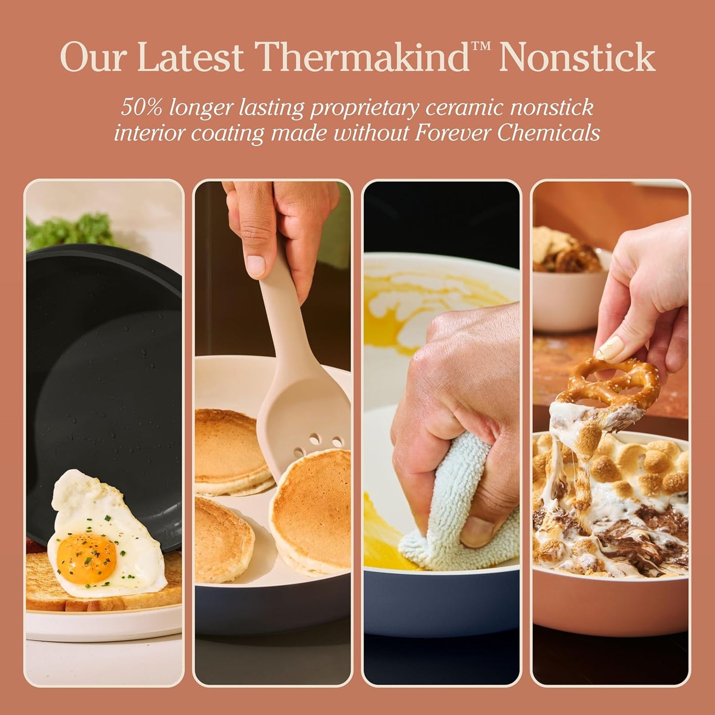 Our Place 17-Piece Complete Cookware Set - Nonstick Ceramic Fry Pans, Saucepans & Stock Pot | Oven Safe to 450°F | Cream