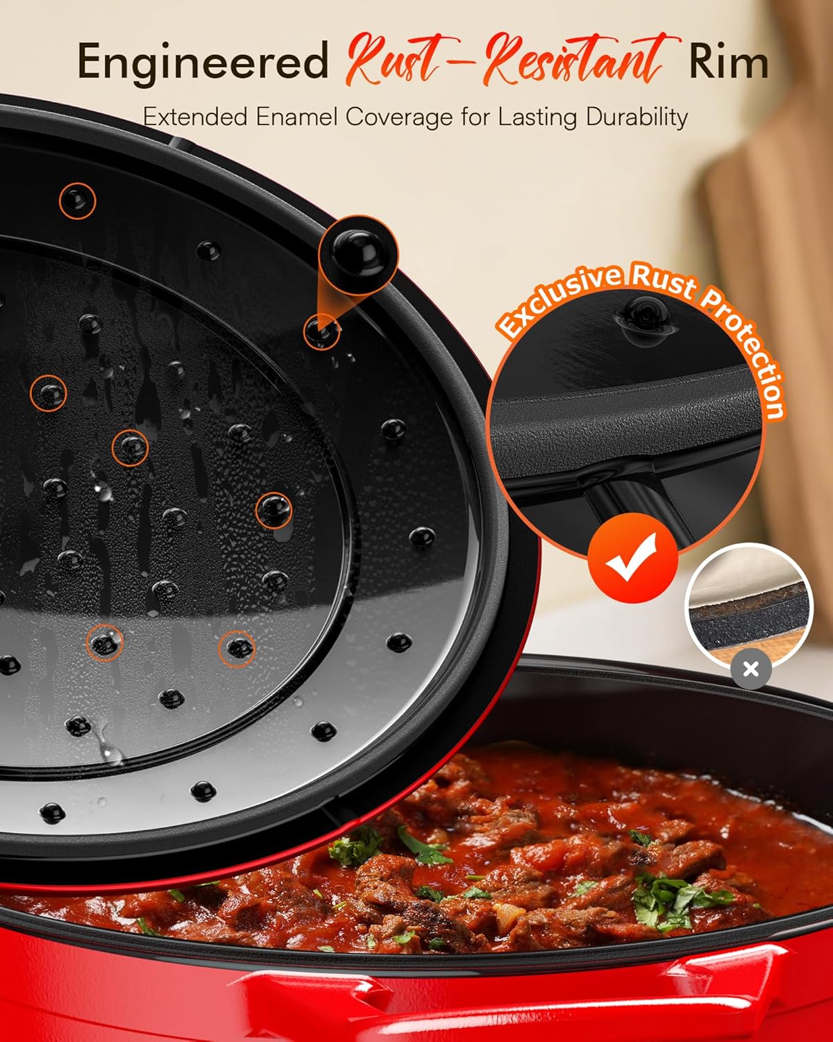 Nuwave 6QT Enameled Cast Iron Dutch Oven - Heavy Duty, Dual Handles, Oven Safe to 500°F for Baking & Roasting