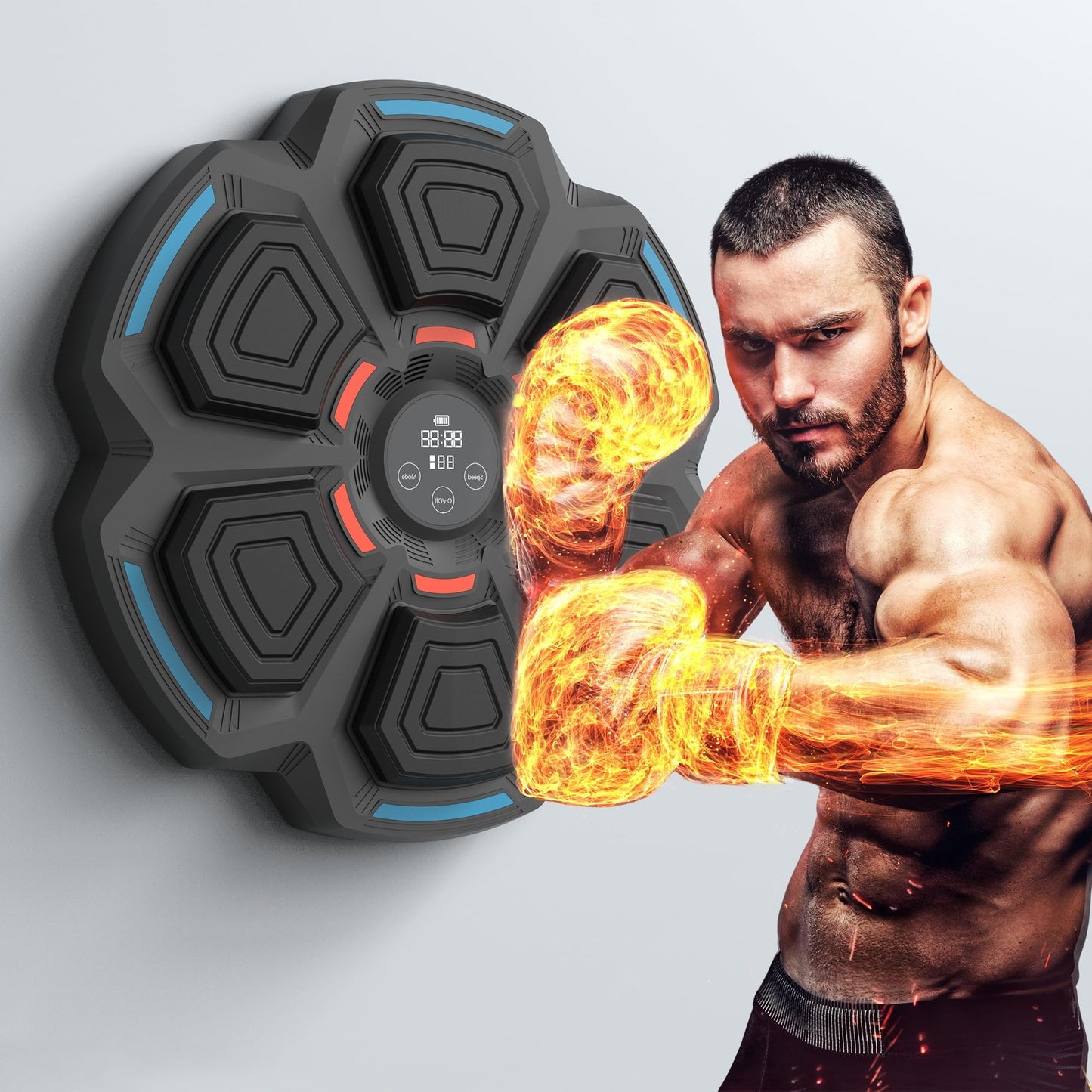 OurStarry New Model Smart Music Boxing Machine for Adults and Kids, Training Machine with LED Electronic Wall Mounted, Home Indoor Workout Equipment with Premium Boxing Gloves (Black 06)