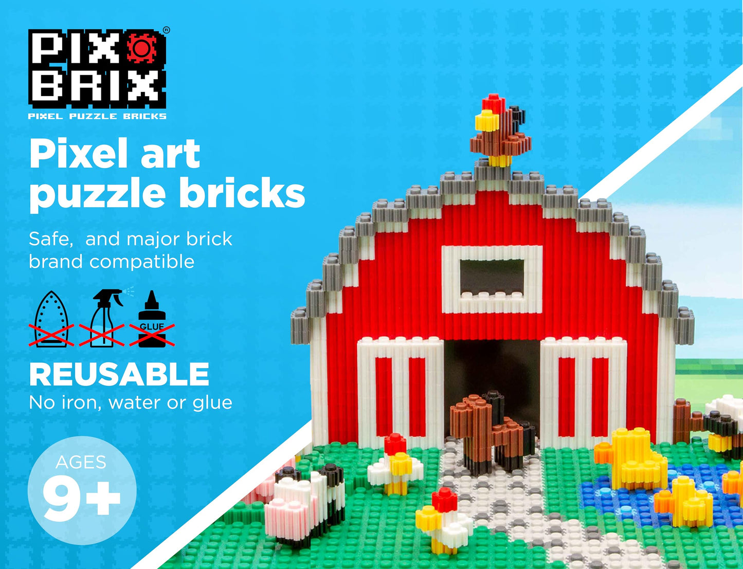 Pix Brix Pixel Art kit Puzzle Bricks - Eiffel Tower 12,750 Pieces - Patented Colorful Building Bricks, Create 2D and 3D Builds Without Water, Iron or Glue - Stem Toys for Adults and Kids