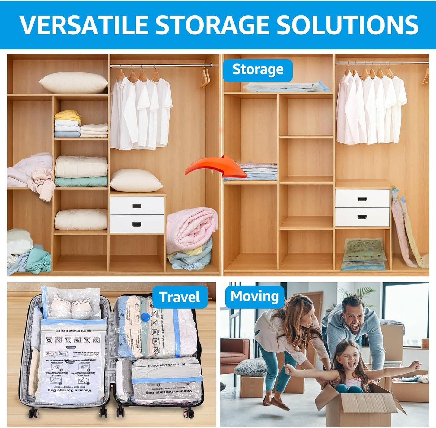 BoxLegend Vacuum Storage Bags - Thickened Waterproof Seal Bags for Clothing & Bedding | 6 Medium 19.68”x27.56”