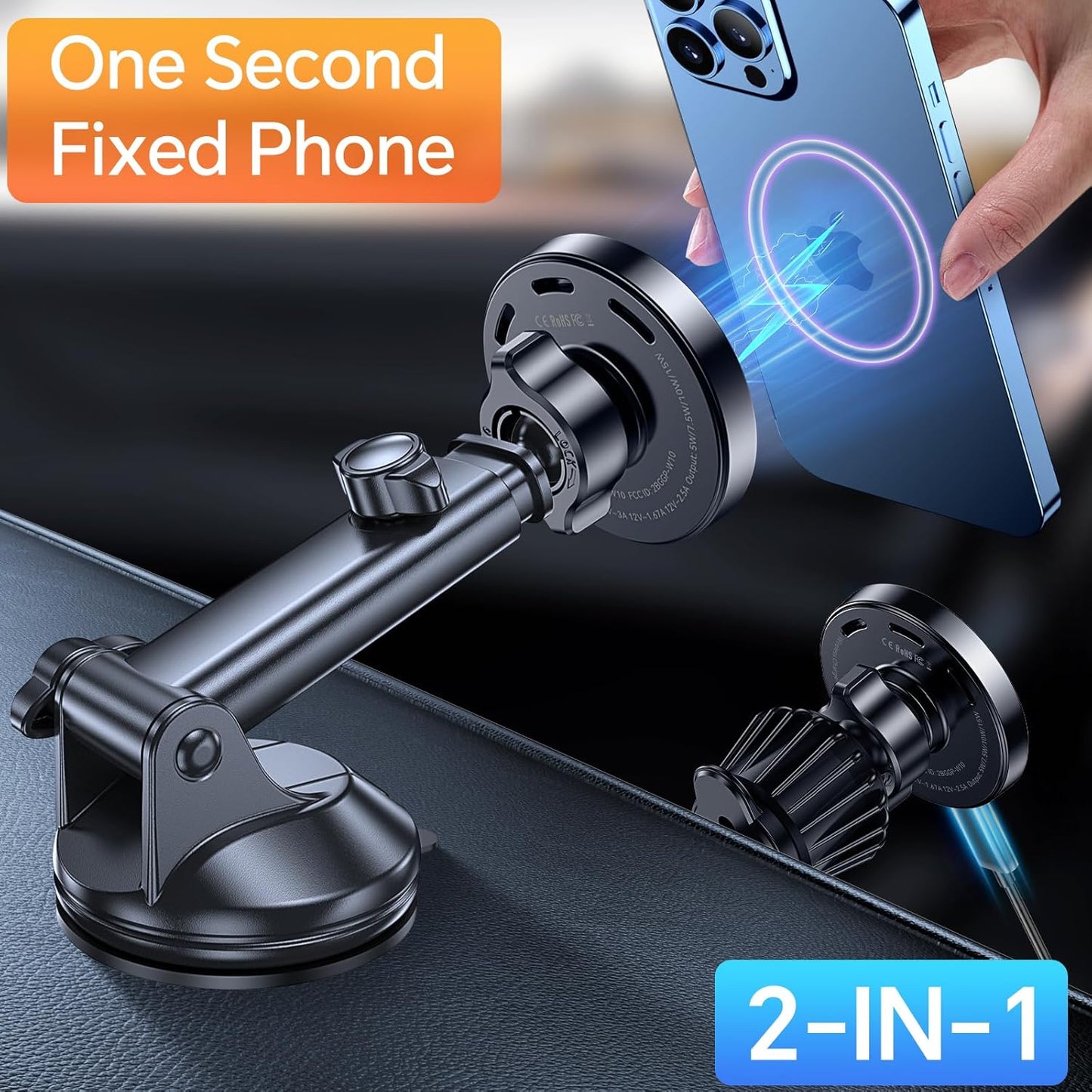 Coolpow 17 for MagSafe Car Mount ChargerUltra Magnet Magnetic Phone Holders for Your Car ChargerWindshield+Vent+Dash