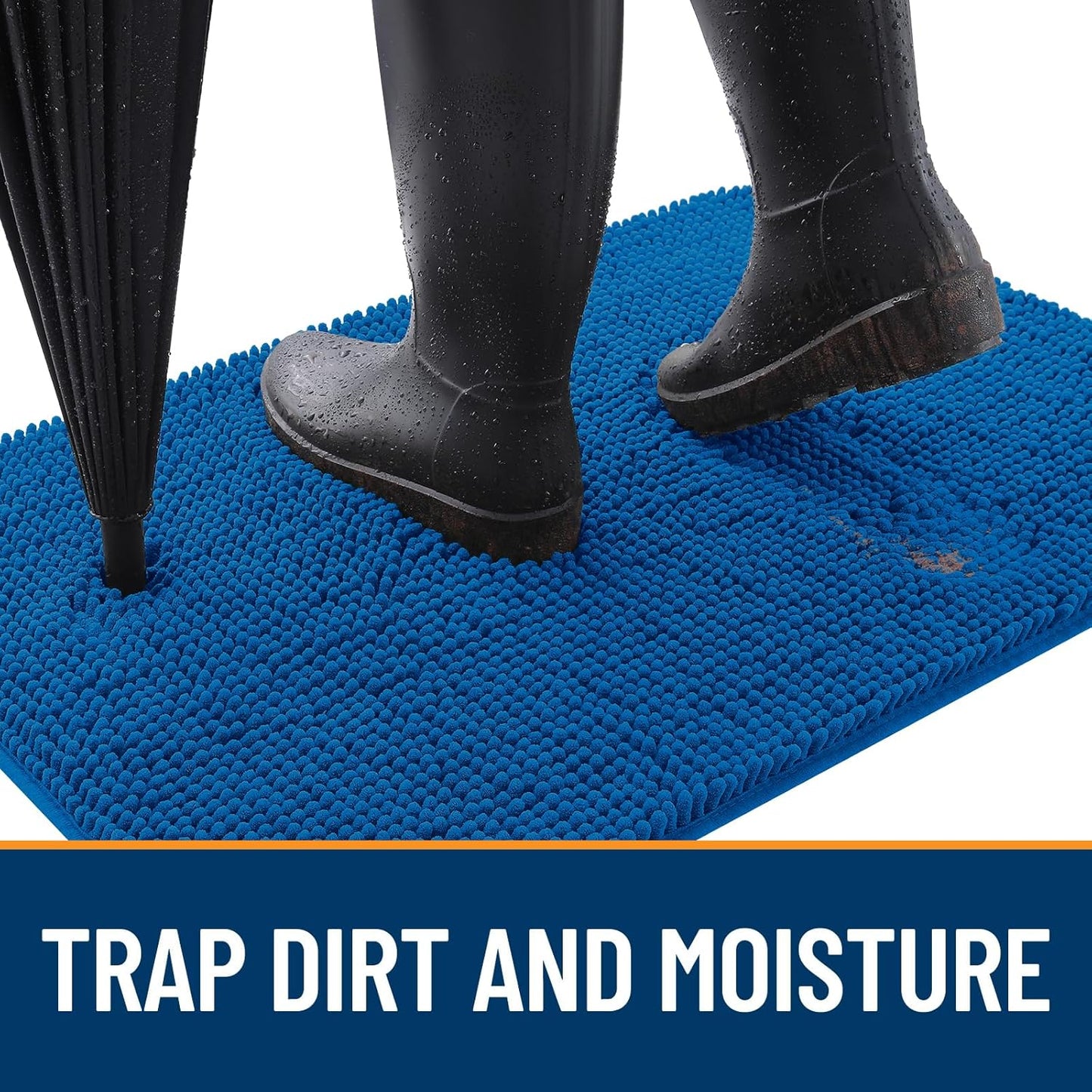 OLANLY Dog Door Mat - Absorbent Non-Slip Washable Doormat for Muddy Paws | 44x32 Deep Navy Blue