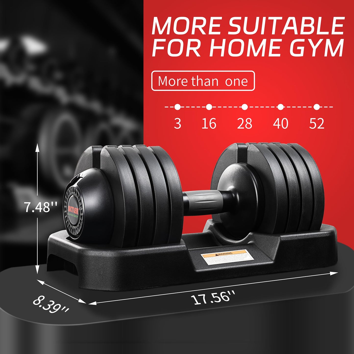 ALTLER 52LBS Pair Adjustable Dumbbells Set Premium Rubber Coated Dumbbell Set with Secure Locking Mechanism for Safe & Customizable Strength Training