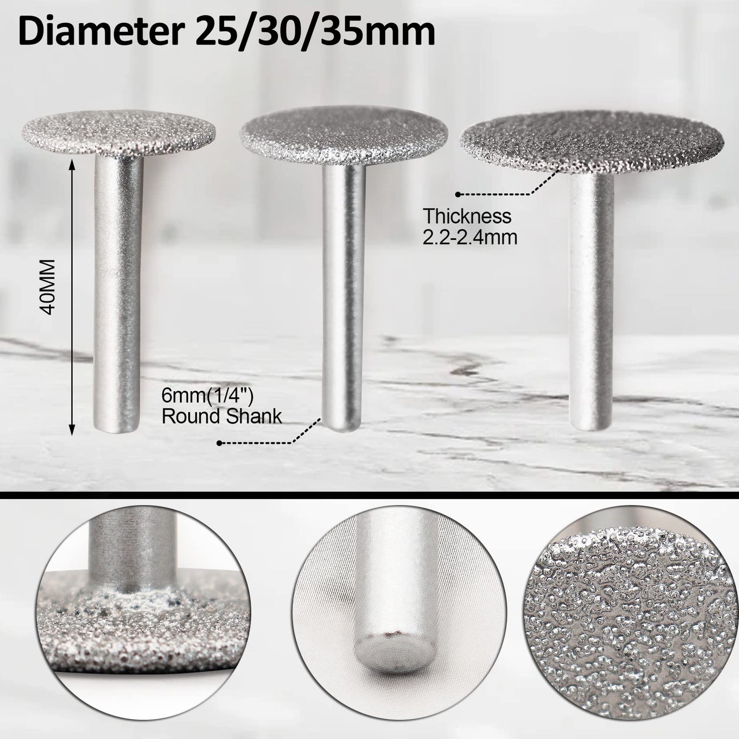 SHDIATOOL Diamond Tile Drill Bits Kit 12pcs, Porcelain Hole Saw Sets, Core Bits Cutter for Drilling Ceramic Marble Granite (6/6/8/20/25/35/50/20MM/2/SDS/HEX/4.5“)
