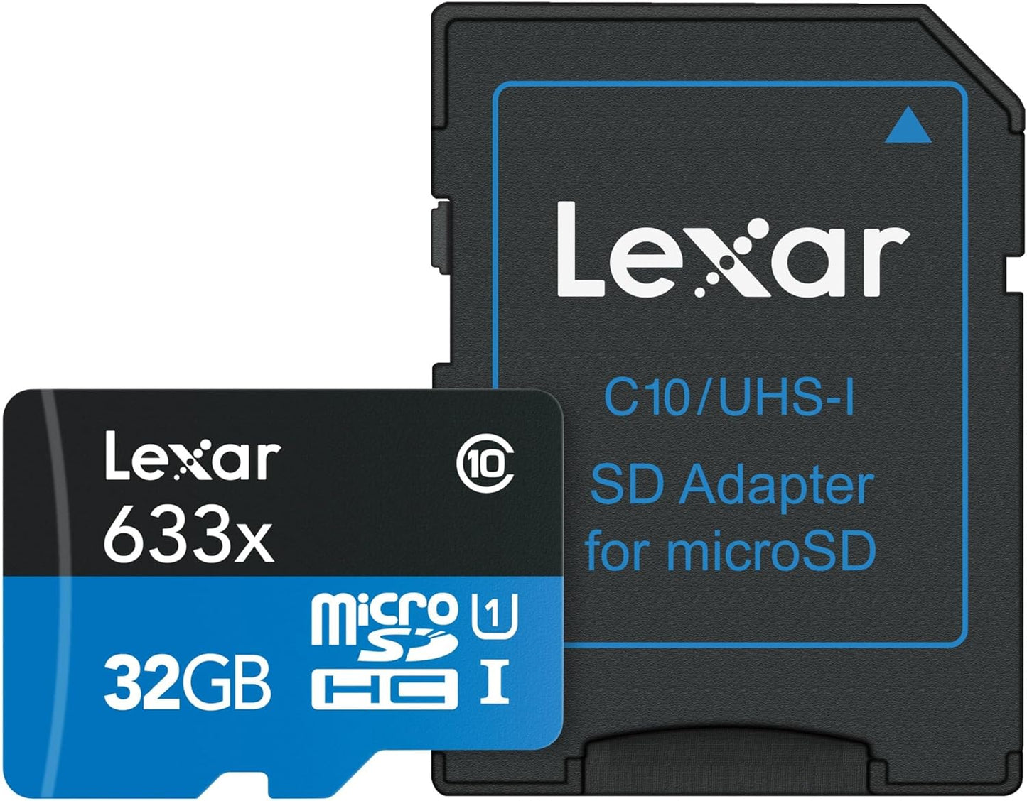 Lexar 633x 32GB 100MB/s (LSDMI32GBBNL633A) High-Performance microSDHC UHS-I Card w/ SD Adapter, Up To Read