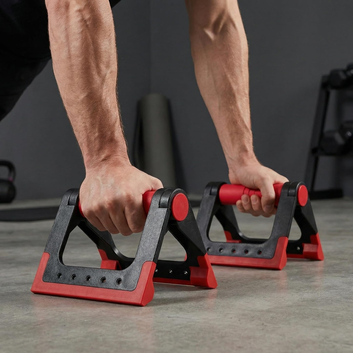 Toddmomy Foldable Push-up Stand Pair Portable Exercise Handles for Home Strength Training Compact Push up Bars for Floor Workouts with Rotating Arm Support 6.3 Inch Fitness Equipment