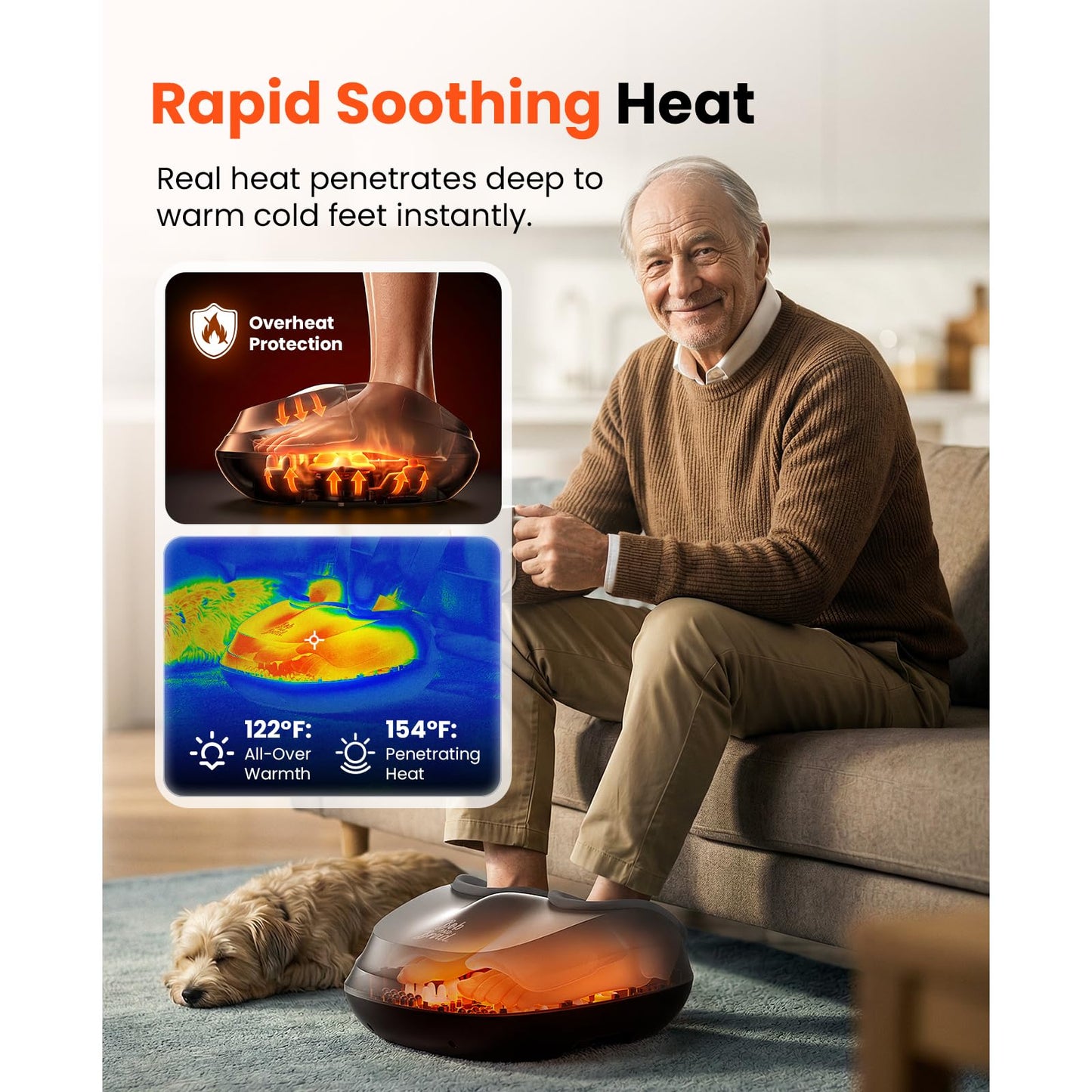 BOB AND BRAD Shiatsu Foot Massager with Heat and Remote, Deep Kneading Electric Feet Massager for Foot Fatigue, Fits US Size 12, Fathers Day Dad Gifts for Men Husband