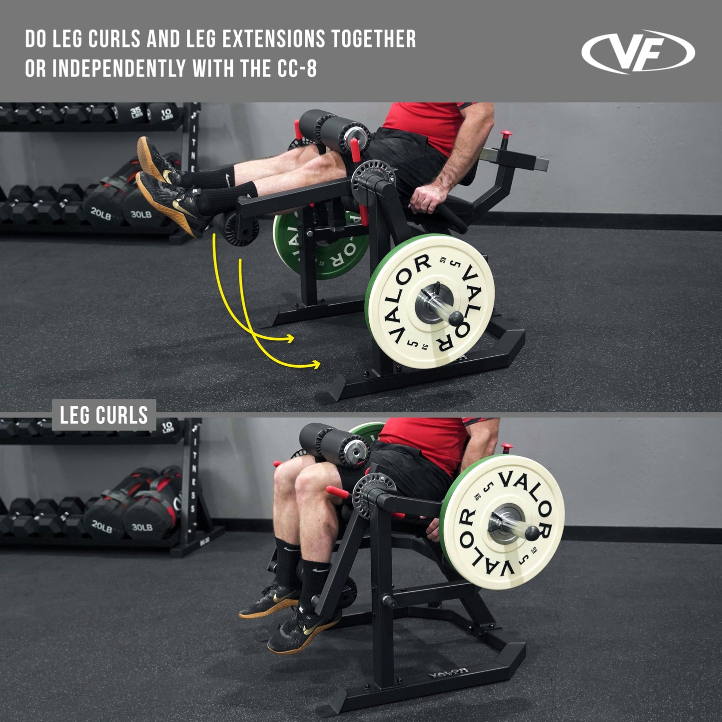 Valor Fitness Leg Extension and Curl Machine – Commercial Grade Plate Loaded Quad & Hamstring Trainer, Adjustable Dual Sundial with 15 Positions, Home Gym Strength Training Equipment