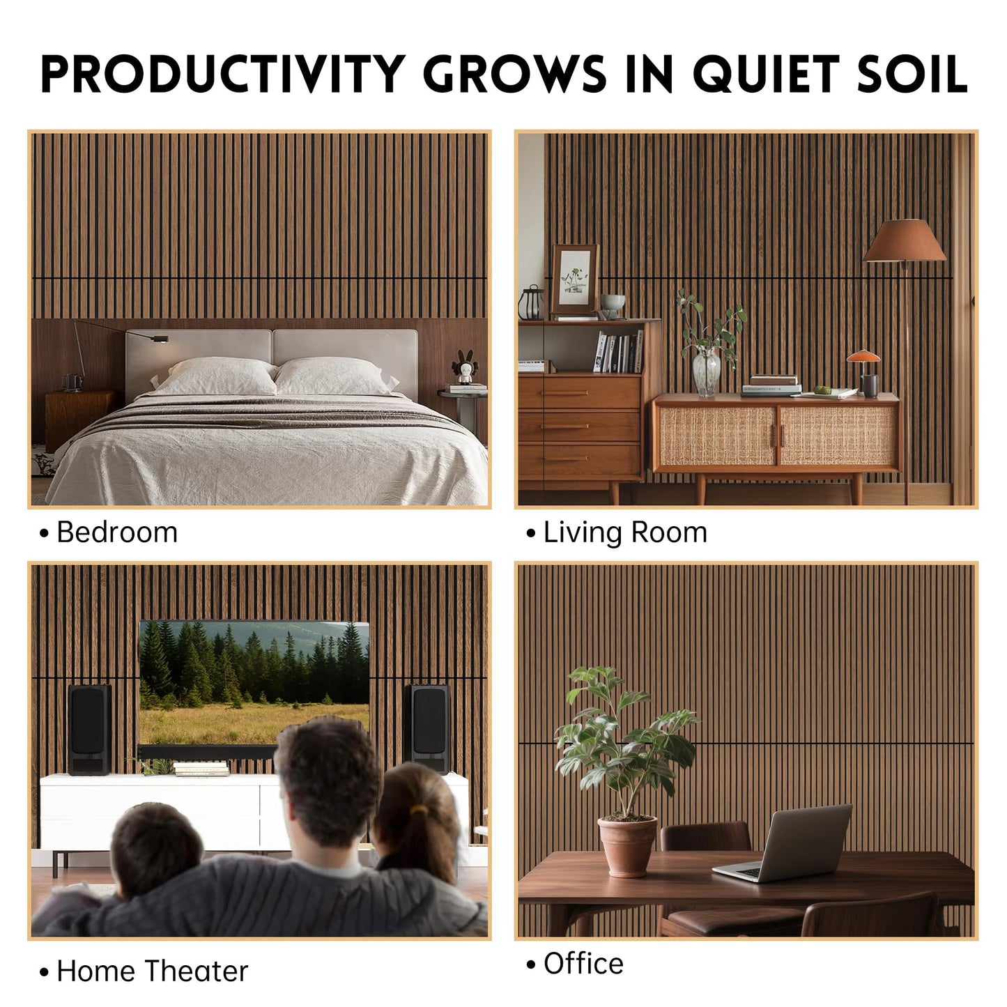 RITOLLO 4 Pack Wood Panels for Wall - 47.2"×23.6" Wood Slat Acoustic Panels for Wall, Soundproof Panels, 3D Fluted Panels for Interior Wall Decor (Walnut)