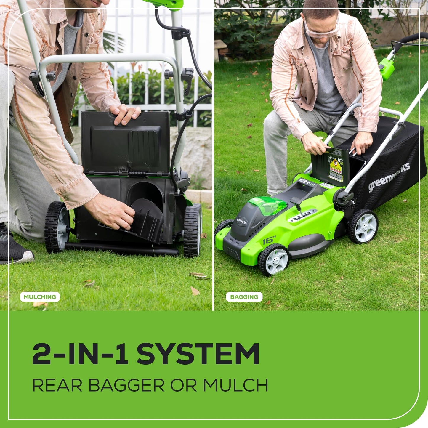 Greenworks 40V 16" (Push) Cordless Lawn Mower, 4.0Ah Battery (1/3 Acre, Push Button Start, Compatible with 75+ Tools)