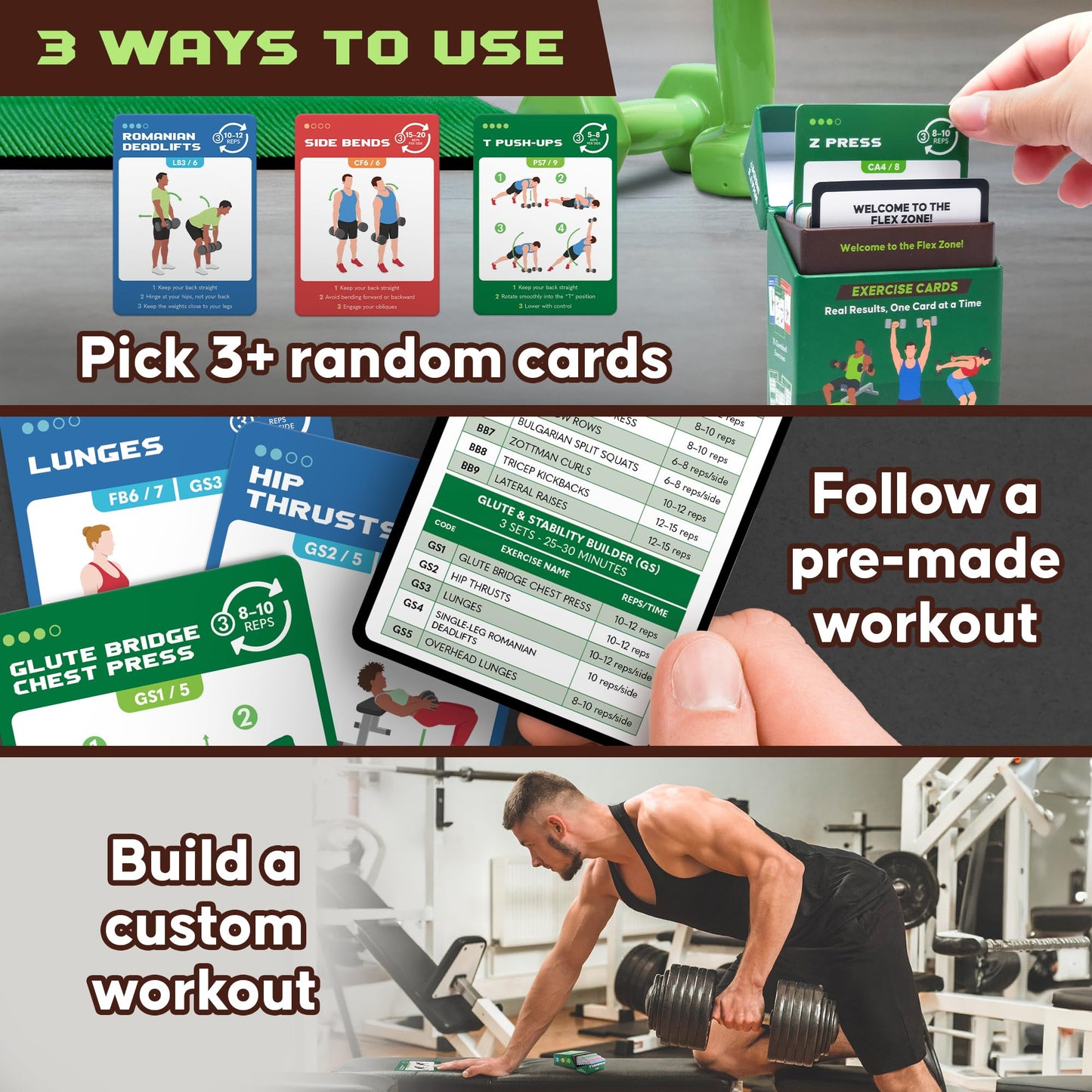 75 Dumbbell Workout Cards – 3.5” x 2.5” Full Body Weight Training Exercise Deck – At-Home Fitness Guide for Men and Women – Get Stronger With 12 Pre-Made Strength Workouts
