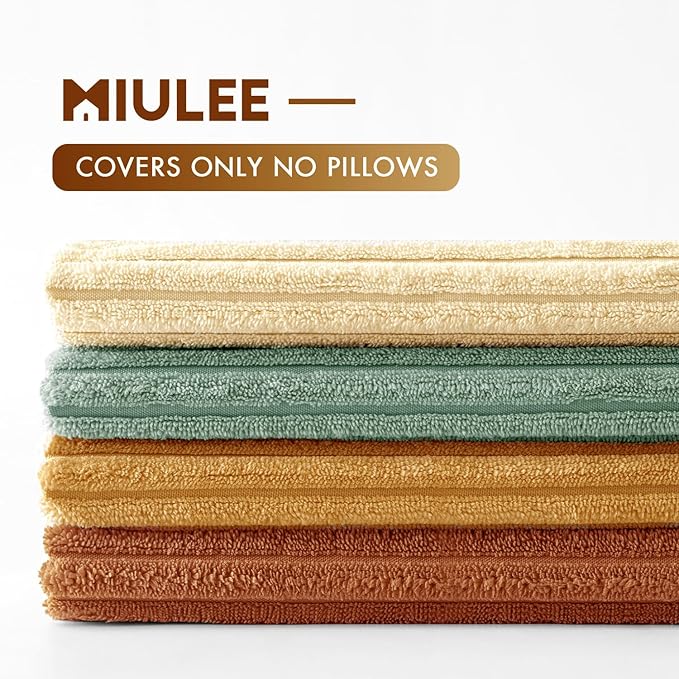 MIULEE Boho Farmhouse Throw Pillow Covers 20x20 Inch Set of 4 Summer Modern Natural Decorative Cushion Covers Soft Corduroy Spring Decor for Couch Bed Sofa Living Room Orange Teal Gradient Series