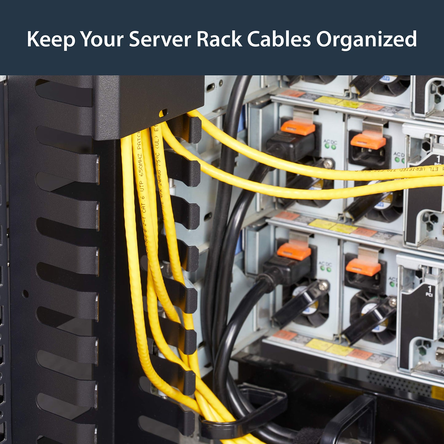 StarTech 2-Pack 20U Vertical Cable Organizer with Finger Ducts, Vertical Cable Management Panel, 40U Rack-Mount Cable Raceway, 2x 3ft (91cm) Wire Organizers