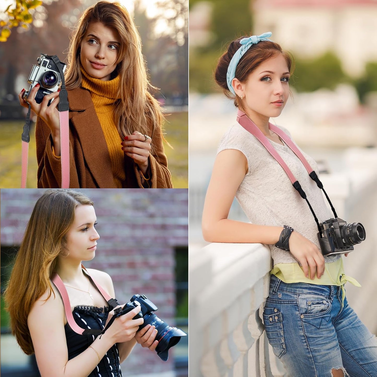1.5" FIEIL Neck Strap Silicone Camera Straps - Padded Camera Strap, Wide Adjustable Nylon Shoulder Strap - Compatible