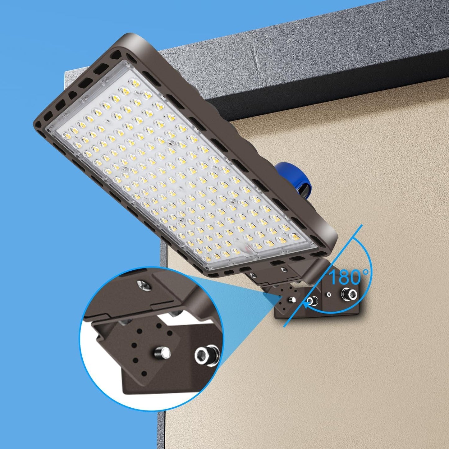 Juyace 350W LED Parking Lot Light with Photocell, 52500LM 5000K, IP65 Dusk to Dawn Outdoor Security Flood Light with Trunnion Bracket, 110-277V Commercial Area Light for Street Yard Stadium