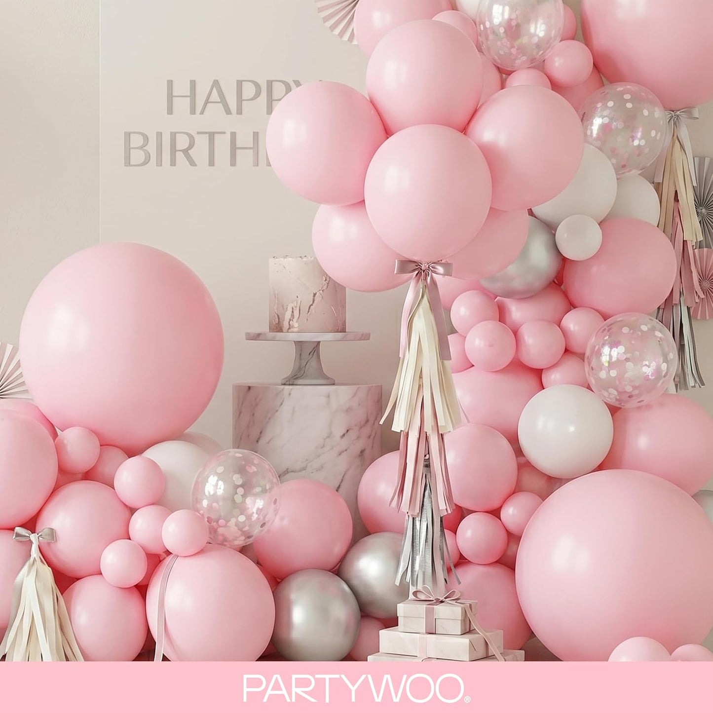 PartyWoo Baby Pink Balloons - 127-Piece Arch Kit for Gender Reveal & Birthday Decor | Various Sizes