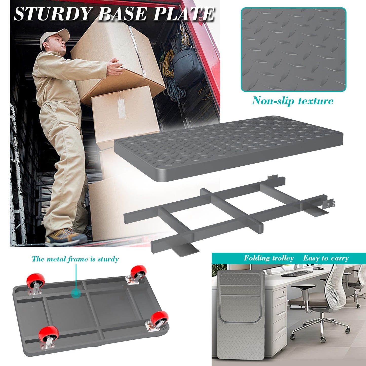 Platform Truck Foldable Flatbed Cart 24'' x 48'' Heavy Duty Push Cart Dolly 2600LBS Capacity Large Platform Cart w/ 5'' Swivel Wheels for Groceries, Garage, Warehouse