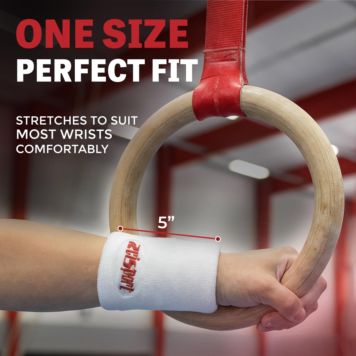 Reisport Wristbands, White Gymnastics Wristbands, UNISEX, ONE SIZE, 5 Inch, Wrist Protection, Gymnastics Grips, Sweatbands