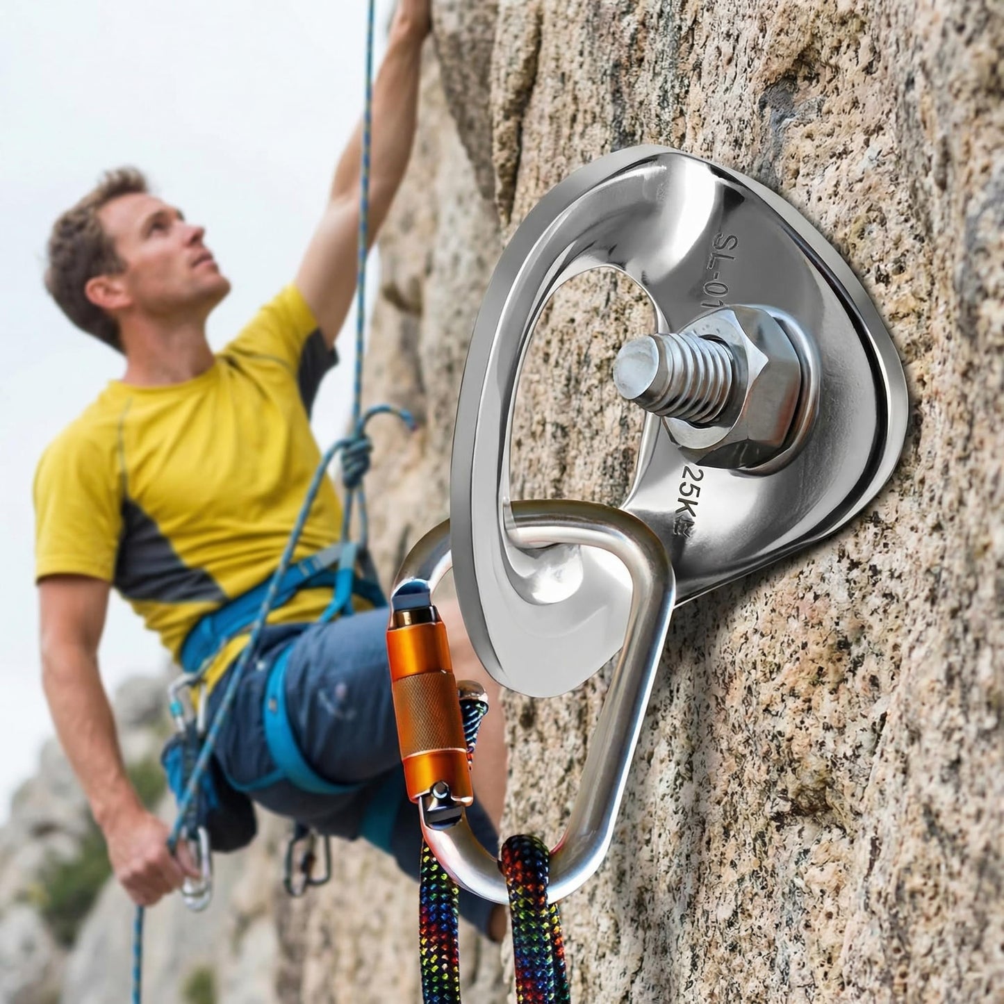10Pack 25kN 316 Stainless Steel Climbing Bolt Hangers Professional Rock Climbing Anchors & Anchor Plate for Rappelling, Cave Exploration Aerial Work & Rescue, Heavy Duty Outdoor Climbing Gear