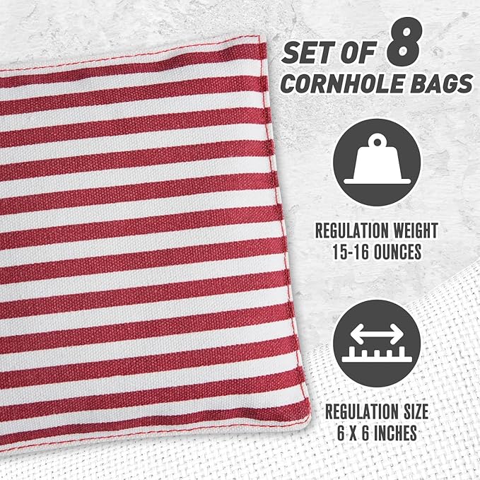 Cornhole Bags Set of 8 Regulation Corn Hole Bean Bags for Cornhole Game, Professional Weather Resistant Corn Hole Bags with Tote Bag