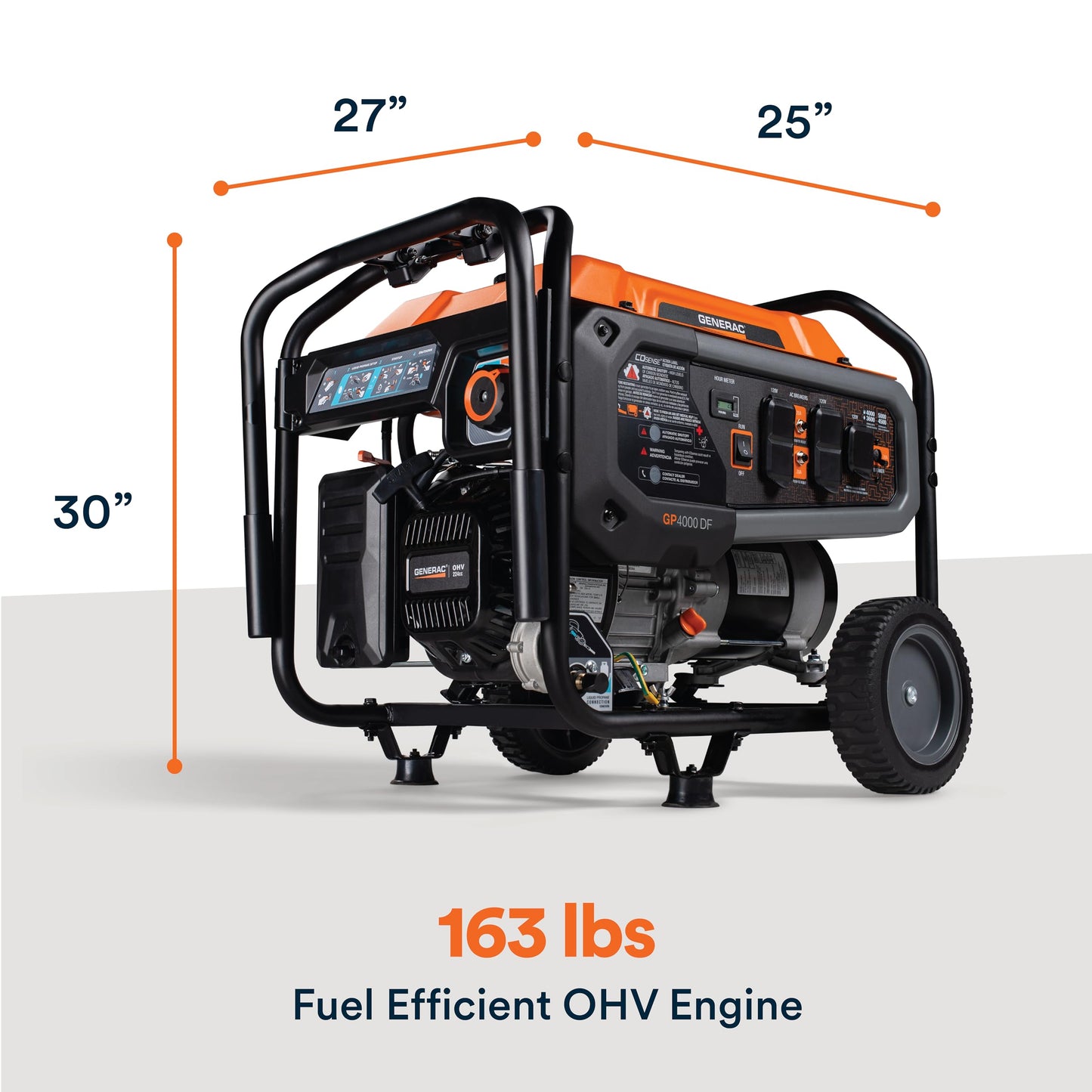Generac 6,875 Starting Watt Portable Gas Generator - Electric Start - Home Backup or RV Ready - Heavy Duty Frame - Quiet, Long Runtime, Emergency Power - 50-State Compliant