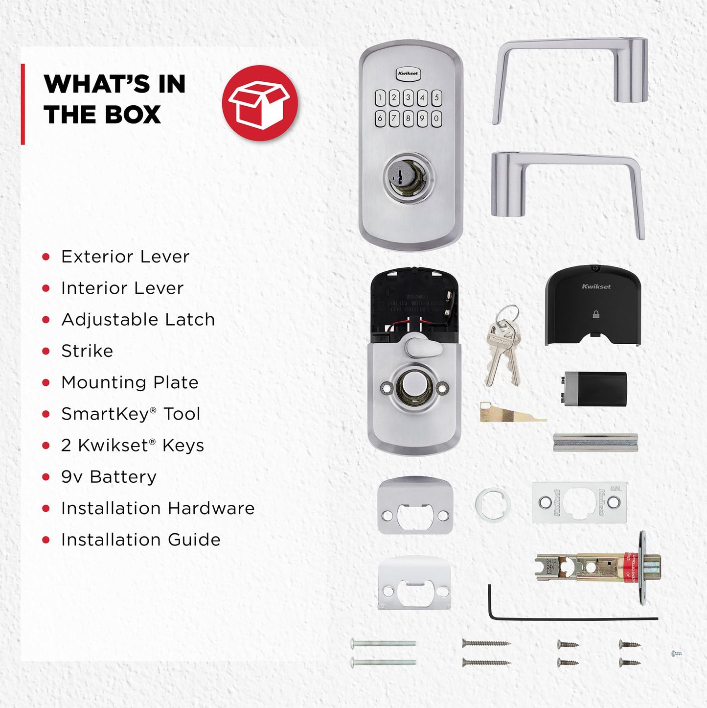 Kwikset SmartCode 955 Light Commercial 10-Button Keypad Satin Chrome Electronic Kingston Lever, Featuring Convenient Keyless Entry, 3-Year Battery Life and High Traffic Durability