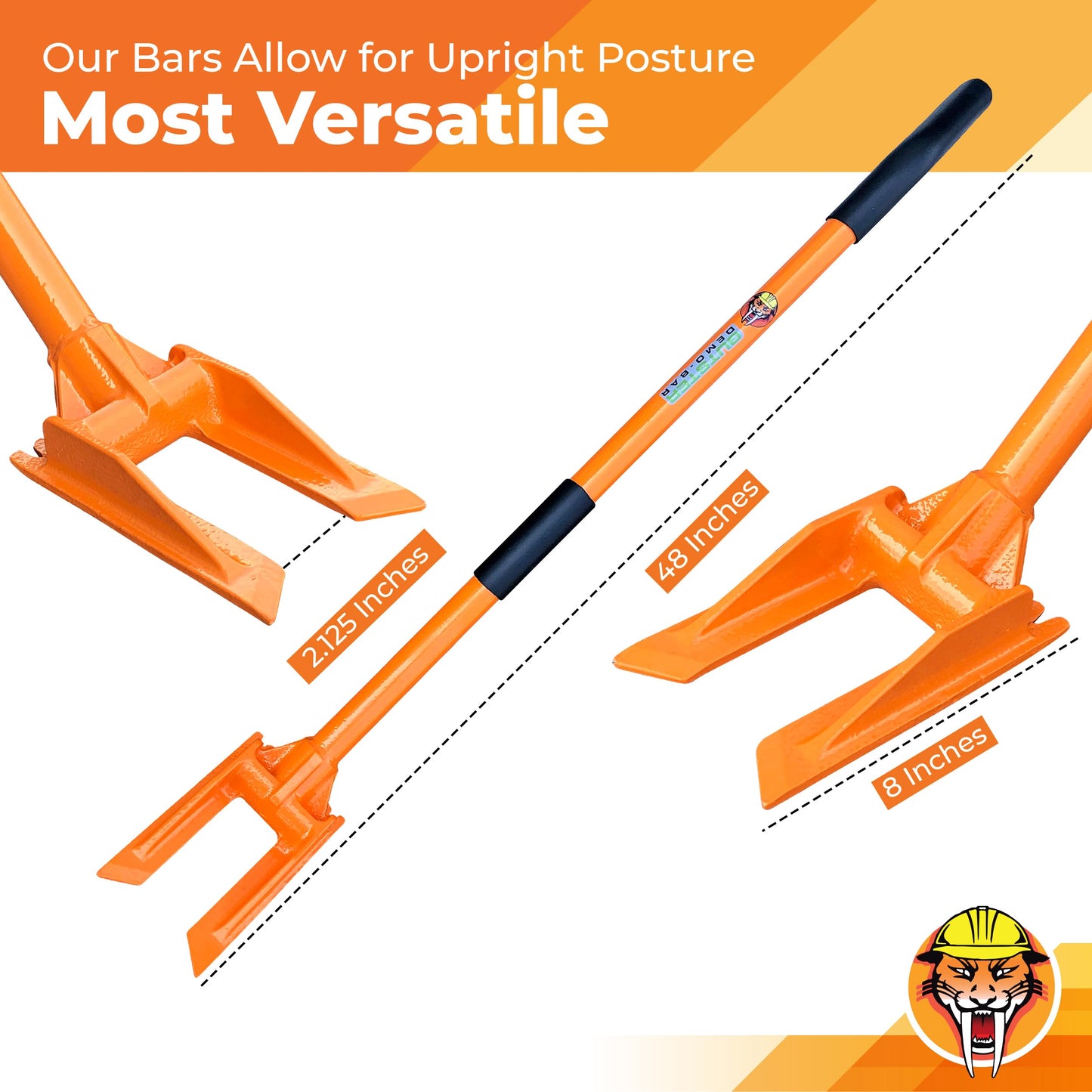 Gutster 48” Demolition Pry Bar & Crowbar – Oval Handle Wrecking Bar for Ceiling & Wall Demo – Heavy Duty Nail Puller Tool for Contractors, Firefighters & Home Renovations