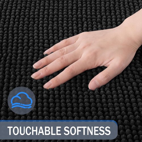 Exclusivo Mezcla Bath Rugs Mat - Extra Soft, Absorbent Chenille | Quick Dry, Machine Washable, 24x36, Black
