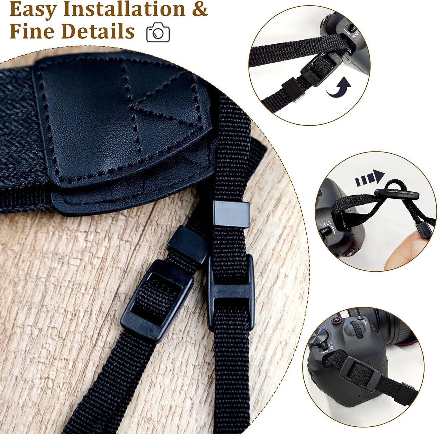 Brvlsoc Black Canvas Camera Neck & Shoulder Strap with Quick Release Buckles Adjustable Cotton Webbing for DSLR and SLR
