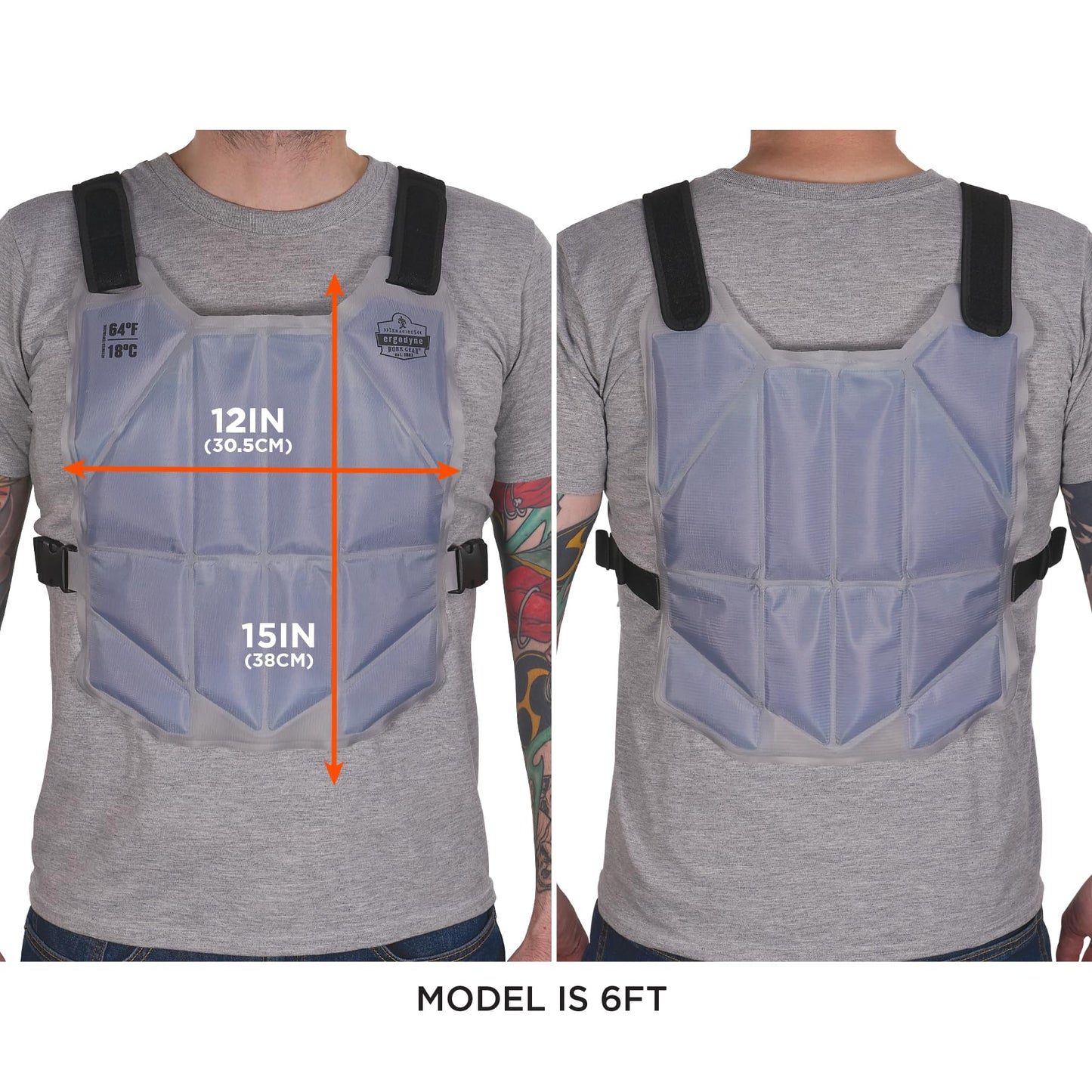 Ergodyne 6210 Phase Change Lightweight Cooling Ice Vest, Cooling Relief for All Environments, Cooling Towel Included