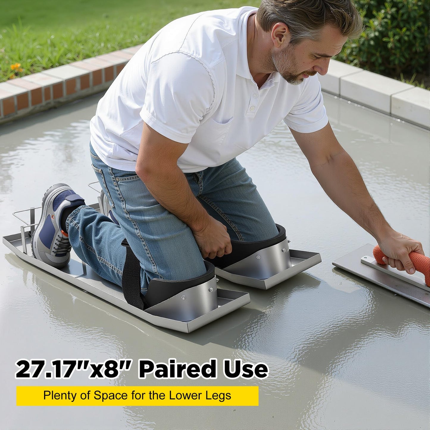 Concrete Knee Boards Slider, 28”x 8”Stainless Steel Concrete Knee Boards Slider Concretings Knees Pads Moving Board Folding Mobile Skateboard for Concreting Finishing Work Moving Sliders (27.17"*8")