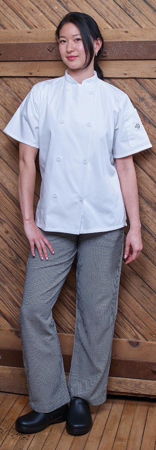 Mercer Culinary M61040WHM Genesis Women's Chef Jacket with Cloth Knot Buttons, Medium, White