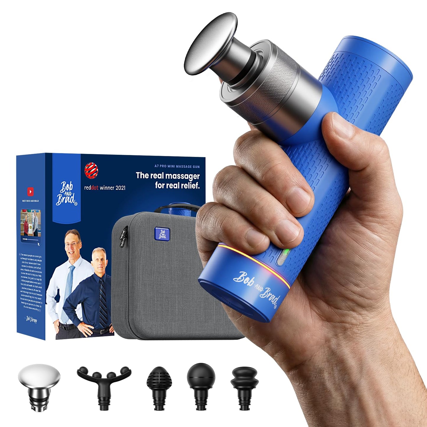 BOB AND BRAD A7 Deep Tissue Massage Gun FSA-HSA Eligible, 11mm Amplitude Percussion Massager for Back & Neck Pain Relief, Portable Muscle Recovery Gun with Metal Head, Quiet, Gift for Athletes