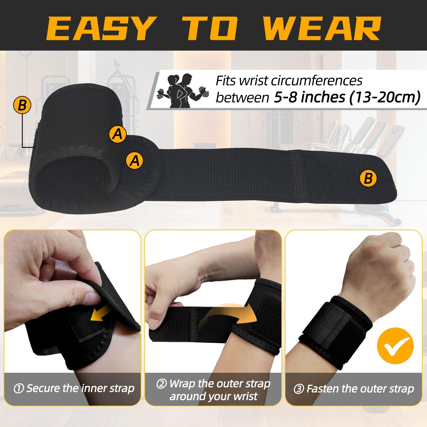Fitness Workout Set Includes 2 Adjustable Wrist Brace Band 2 Weight Lifting Grips 2 Lifting Straps for Men and Women Weightlifting,Bodybuilding,Gym Workout,Strength Training and Resistance