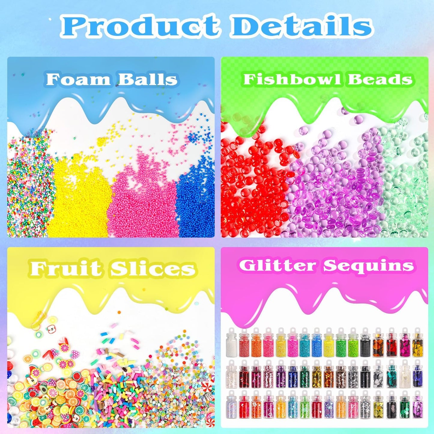 Skiennix Slime Making Supplies Kit - 175 Pack with Charms & Foam Balls for Creative Fun