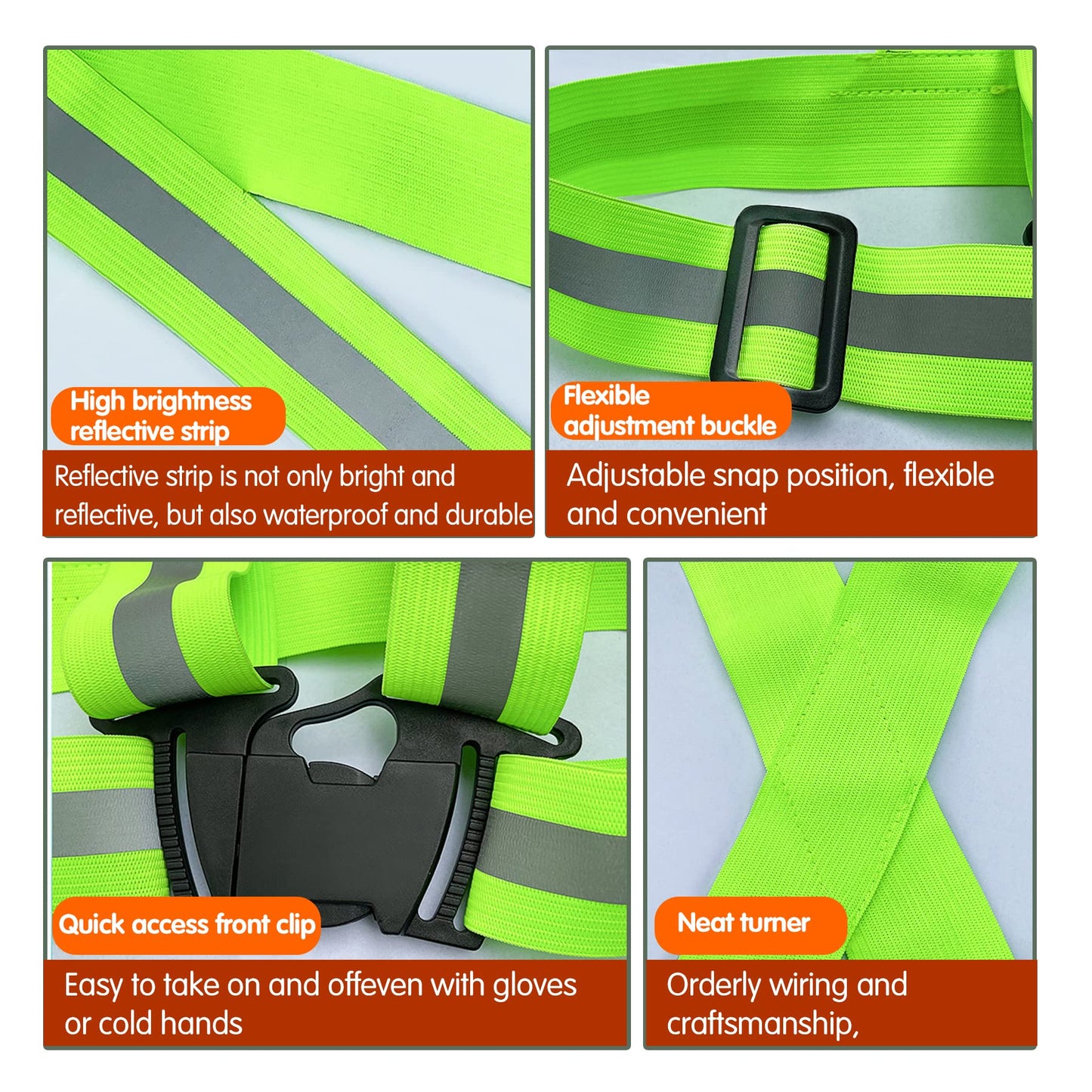 Reflective Safety Vest 2pcs - High Visibility Vest Adjustable Straps for Outdoor Jogging, Cycling, Walking,Construction Workers,Traffic Control,and Outdoor. Fits Men Women (Green + Orange)