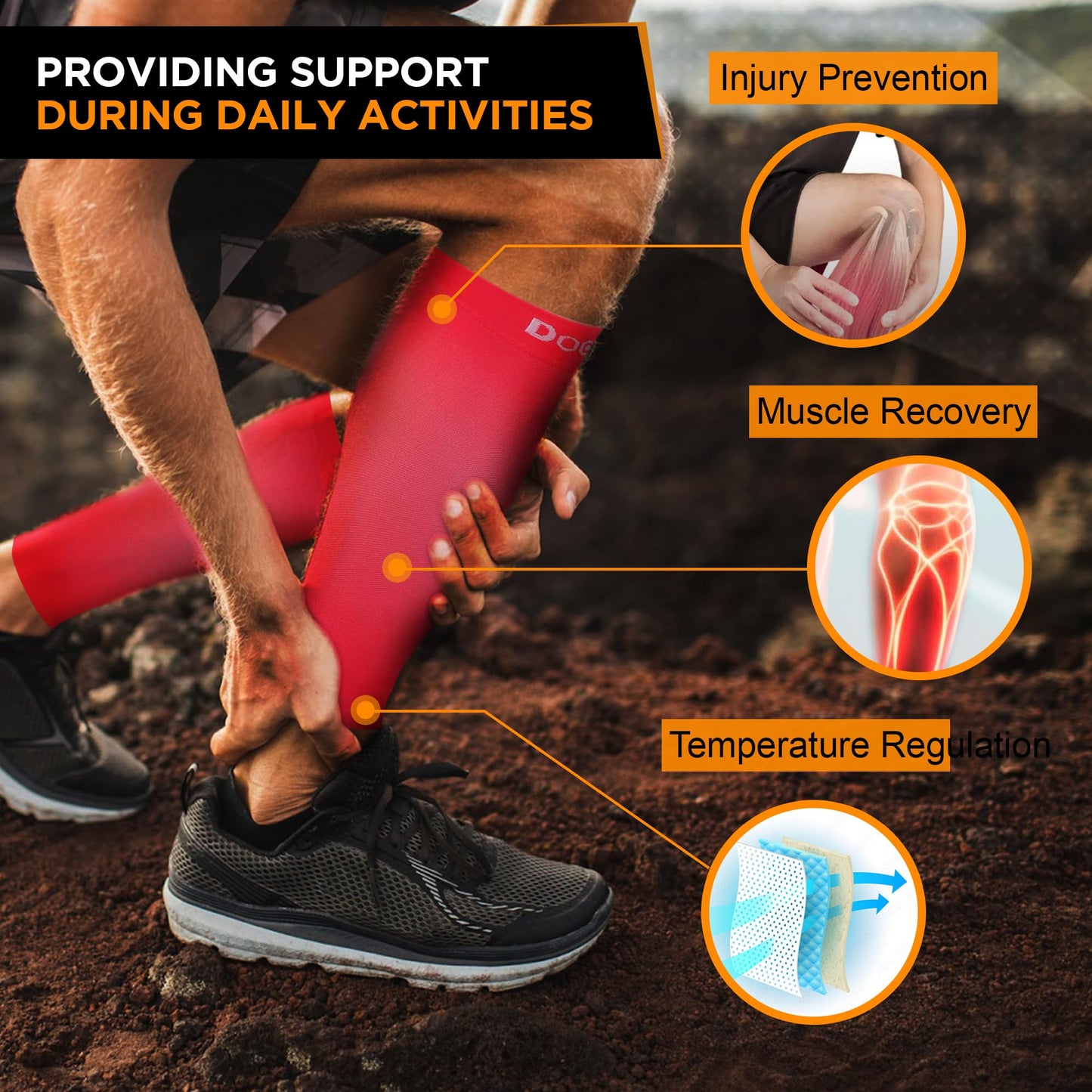 Doc Miller Compression Calf Sleeve for Men & Women – 20-30mmHg Graduated Support for Running, Shin Splints, Calf Strain – Knee High, Small to 6XL Plus Size
