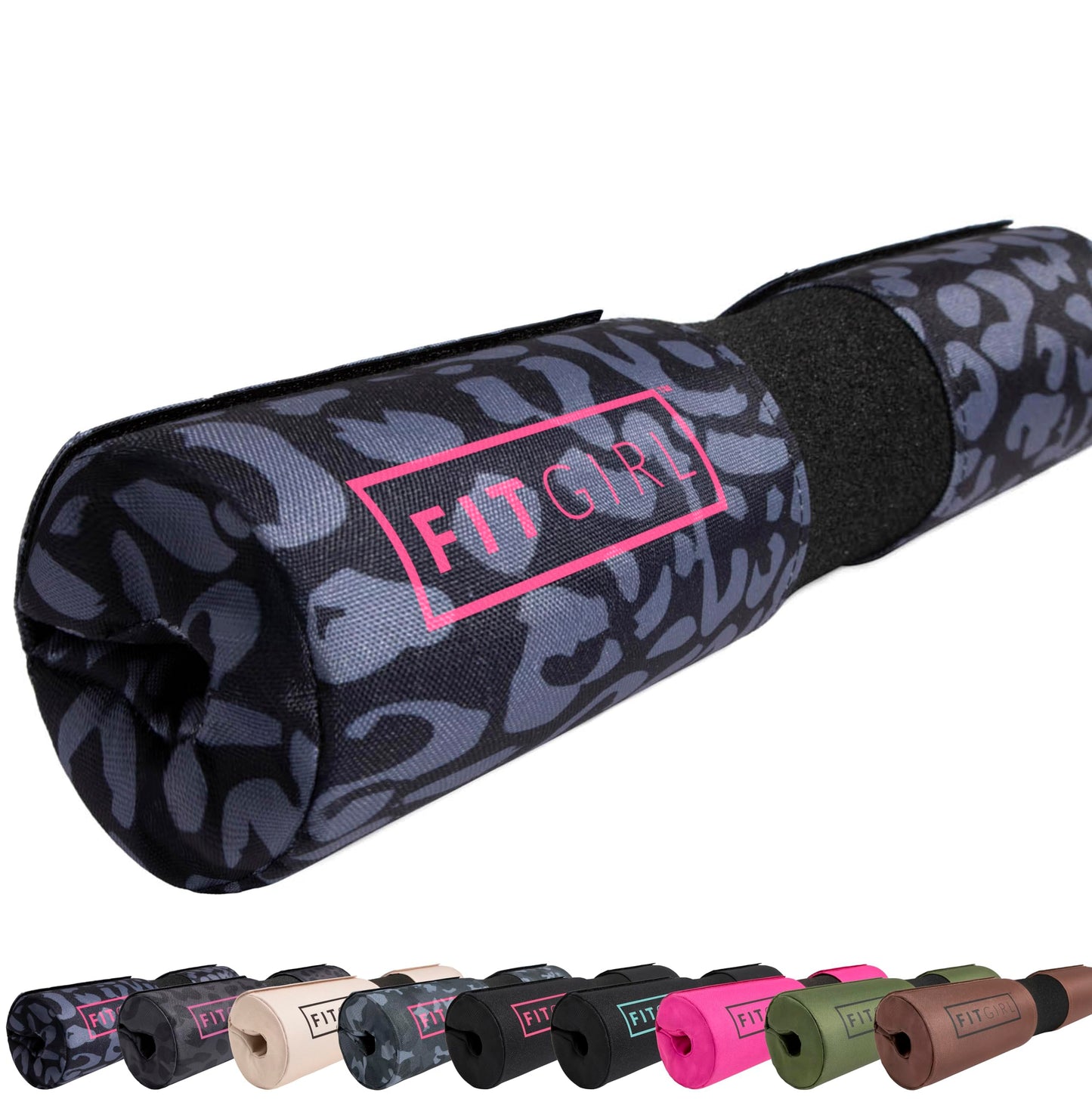 FITGIRL - Squat Pad and Hip Thrust Pad for Leg Day, Barbell Pad Stays in Place Secure, Thick Cushion for Comfortable Squats Lunges Glute Bridges, Olympic Bar and Smith Machine (Deluxe Animal)