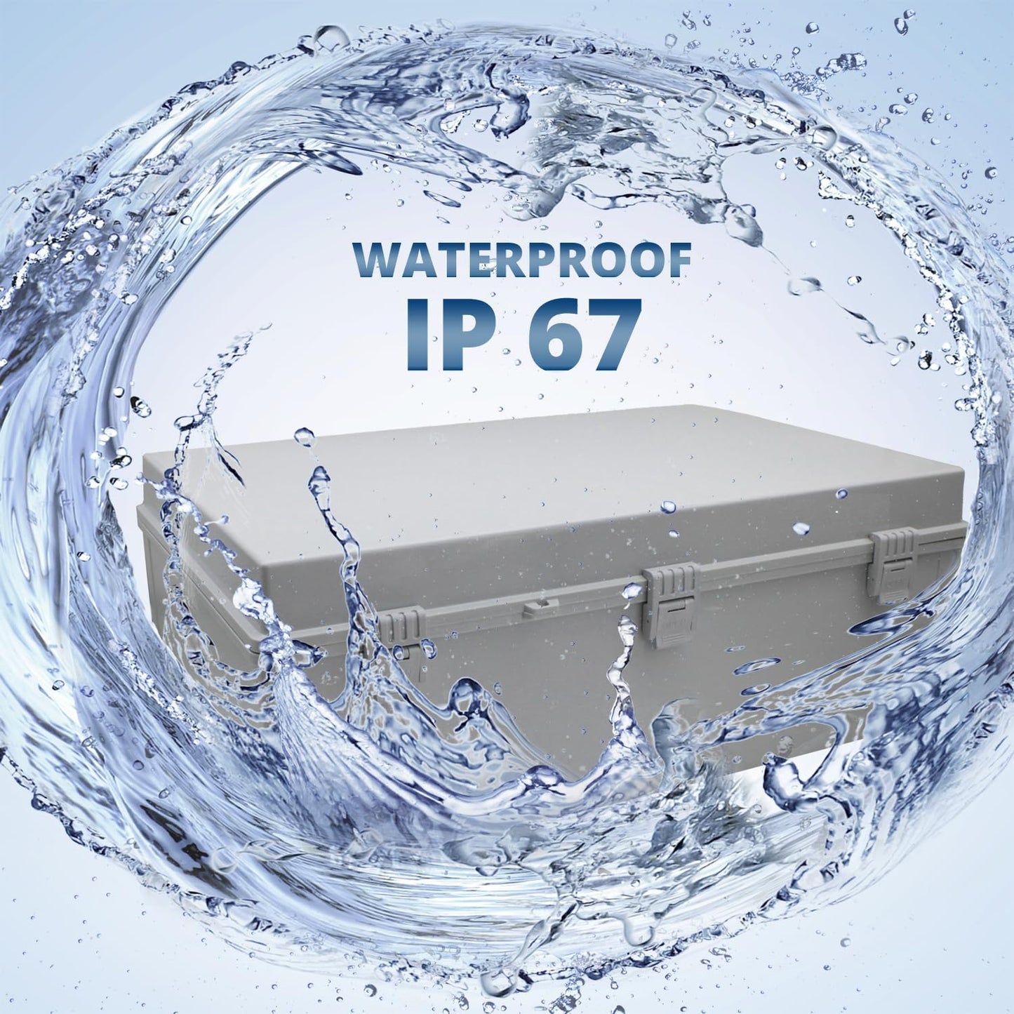 MAKERELE Water Proof Electrical Boxes Extra Large IP67 Electronics Projects Junction Waterproof Case with 2 NPT 1”Glands and Wall Bracket Hinged Cover Outdoor Enclosure Box(23.6"*15.7"*8.7")