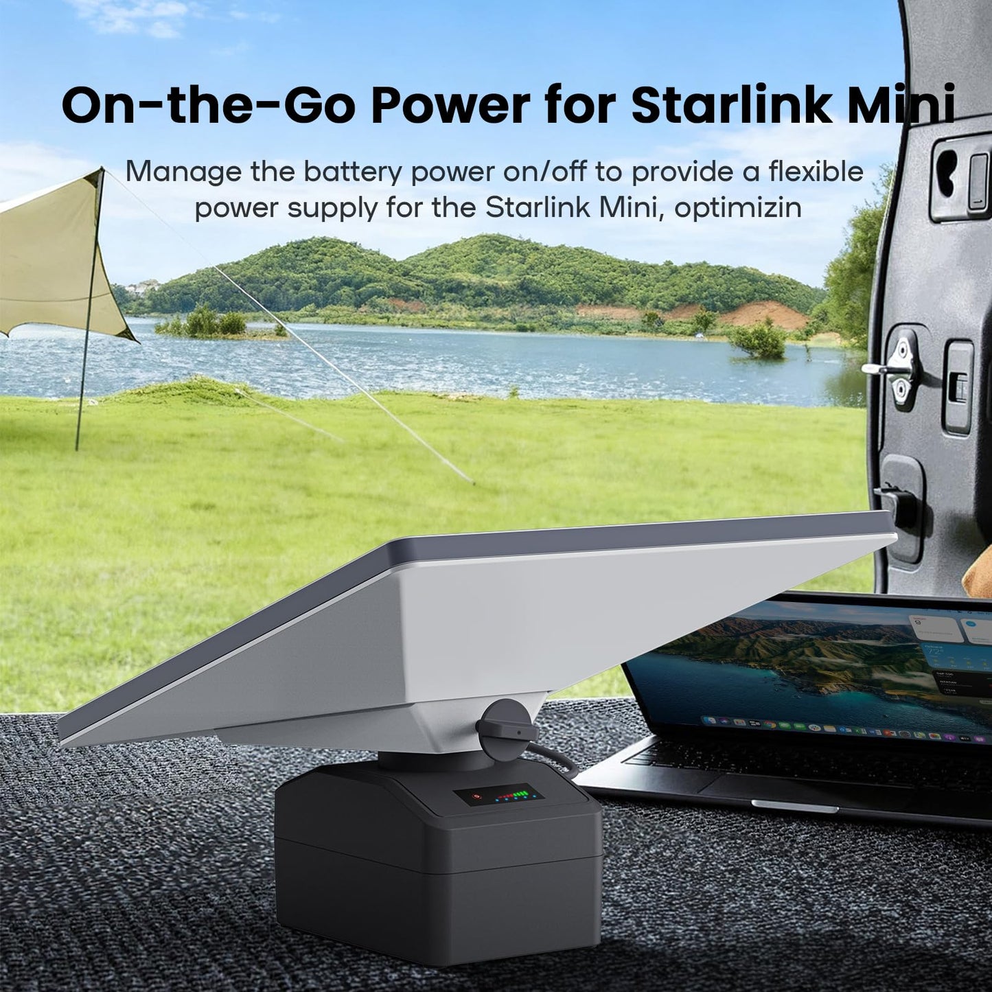 WXPSKY Starlink Mini Battery Pack, Starlink Battery 95Wh Portable Power Supply, 19V/5Ah Output, IP65 Waterproof, DC 25.2V/3A Adapter, Plug-and-Play Power Bank Compatible with Starlink Mini X