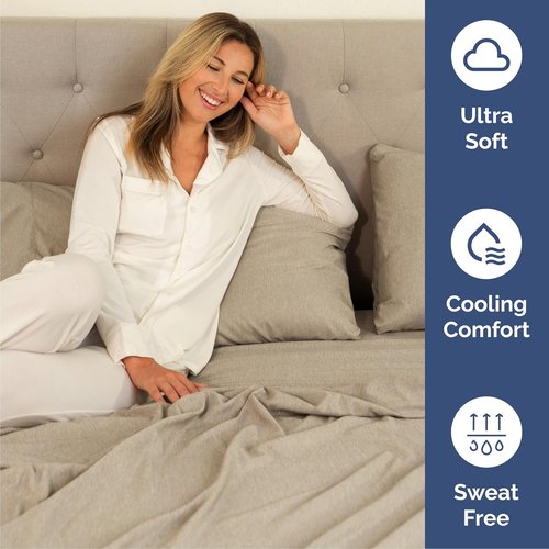 Cal King Size Sheet Set by Hotel Luxury | Comfy, Breathable & Cooling Bedding - Deep Pockets, Wrinkle-Free - Beige