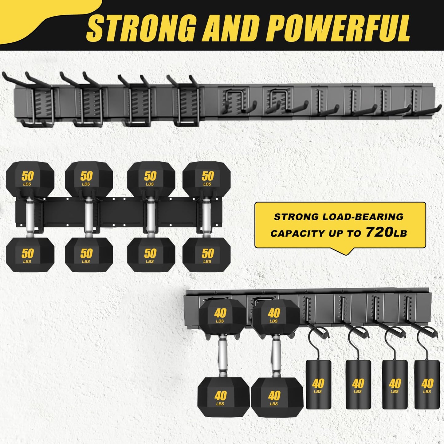 SAMRELAX 64'' Garage Tool Organizer Wall Mount, 18 PCS Adjustable Garden Tool Hanger Rack, Garage Hooks Heavy Duty, Shovel Holder Wall Mount, Storage Hooks for Hanging in Garage