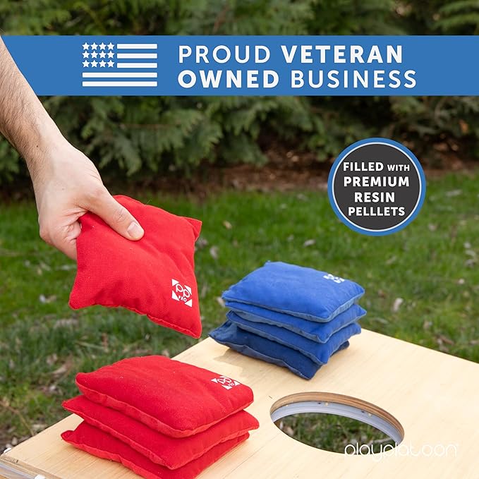 Professional Cornhole Bags - Set of 8 Regulation All Weather Double Sided - Sticky Side/Slick Side Bean Bags for Pro Corn Hole Game