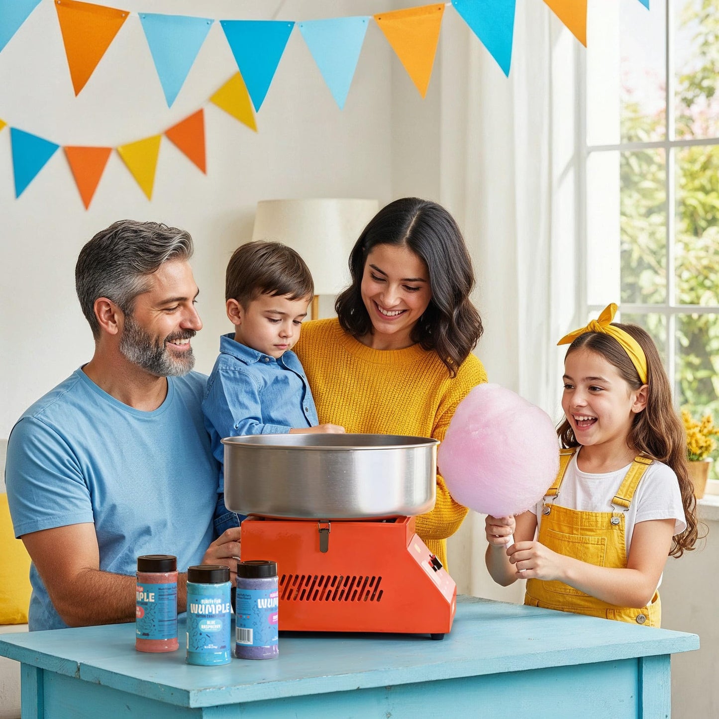 Wumple Cotton Candy Machine - 1000W Commercial-Grade Electric Cotton Candy Maker - 3-Minute Heat-Up - Stainless Steel Bowl - for Parties, Carnivals & Home Use - Orange