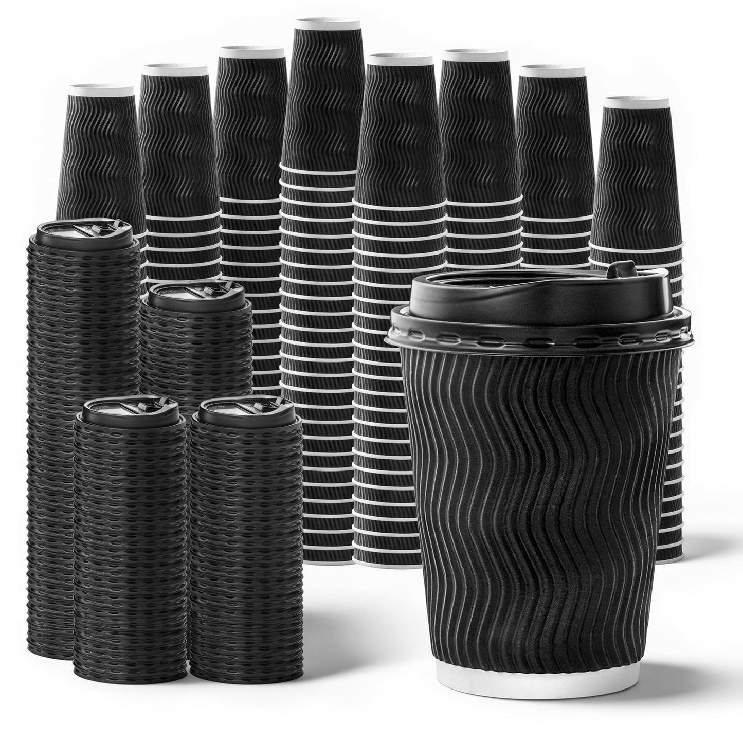Commercial Coffee Urn 50 Cup/8L + 200-Pack 12oz Insulated Paper Cups with Lids | Complete Coffee Serving Bundle for Restaurant Catering, Church & Large Events