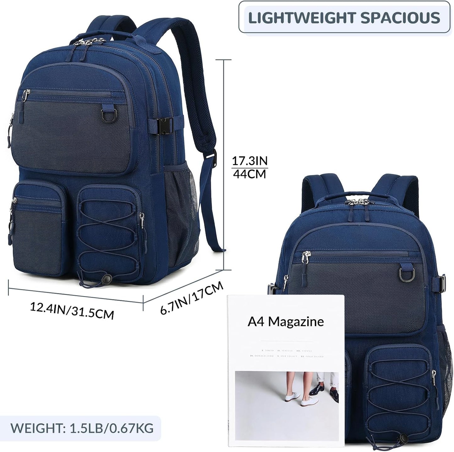 Daypack 15.6 inch Backpack Lohol Water Resistant with Mulitiple Pockets for School Travel Outdoor College, Laptop