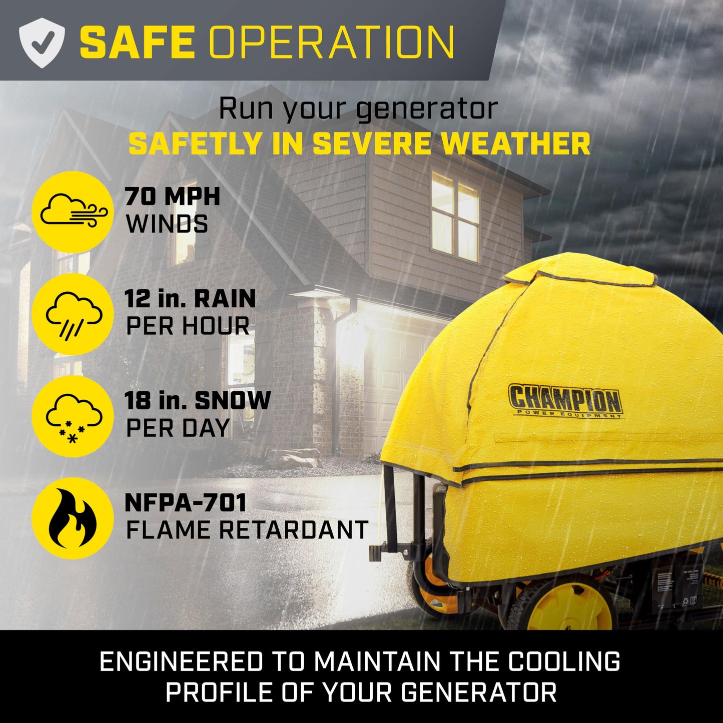 Champion Power Equipment 100376 Storm Shield Severe Weather Portable Generator Cover by GenTent for 4000 to 12,500-Starting Watt Generators