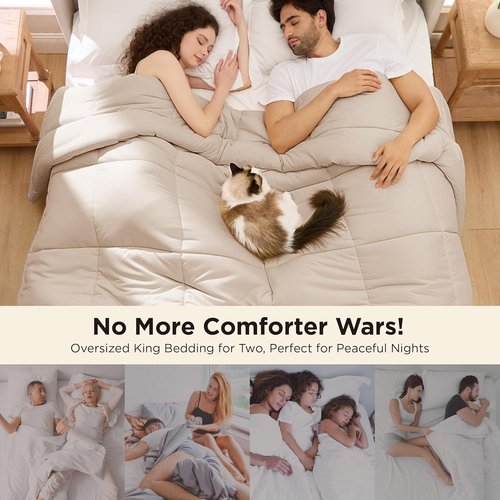 Bedsure Comforter Duvet Insert - Oversized King Size All-Season Down Alternative Bedding | GentleSoft, Beige 116 x 98 Inches
