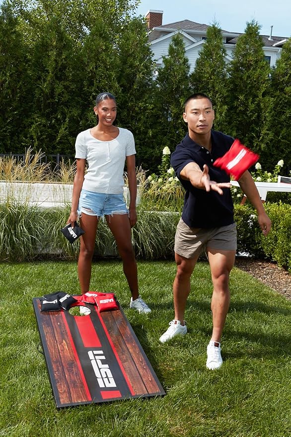 ESPN Cornhole Board Set Includes Bean Bags and Travel Case, Ideal for Kids Games, Family Games, and Outdoor Games
